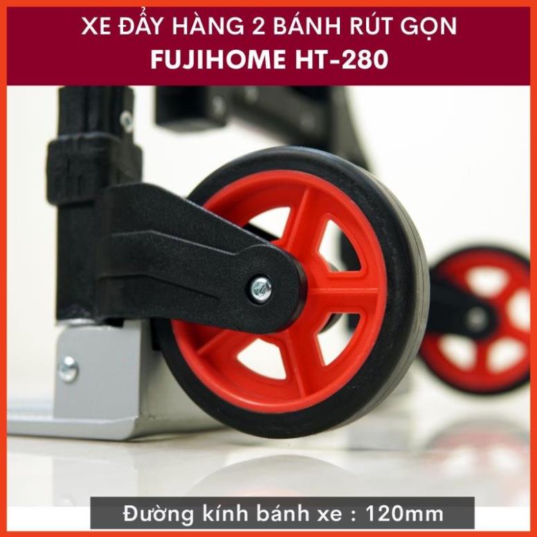 Xe đẩy hàng gấp gọn 2 bánh chở hàng FUJIHOME HT-280 80kg Nhật Bản, xe kéo hàng gấp gọn nhẹ siêu thị đa năng mini