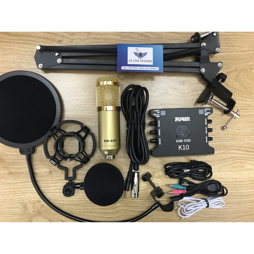 Bộ Combo Micro Thu Âm BM800 + Sound Card XOX K10 + Phụ Kiện