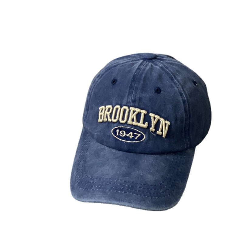 Mũ Lưỡi Trai Mềm Mại Thêu Chữ Phong Cách Retro Mỹ