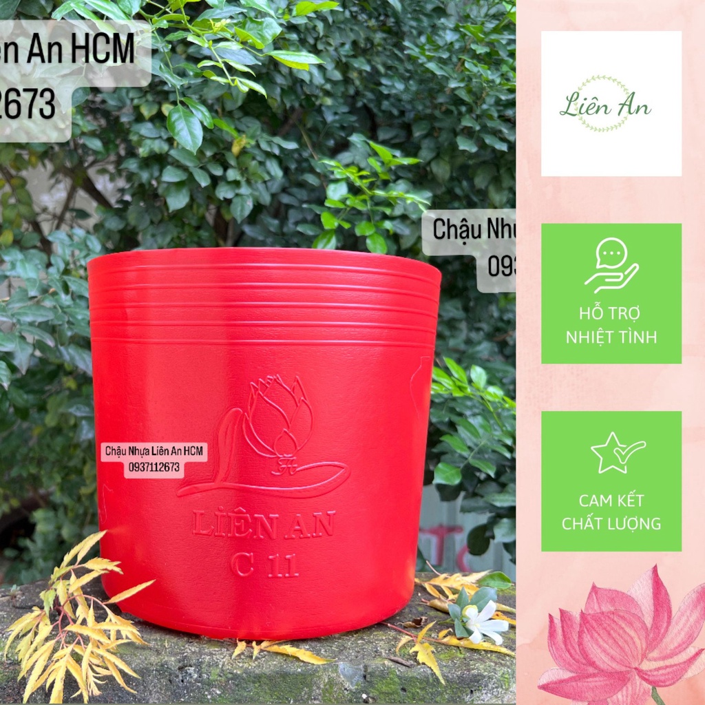 (COMBO 100C C11) Chậu nhựa trồng cây màu đỏ thương hiệu Liên An