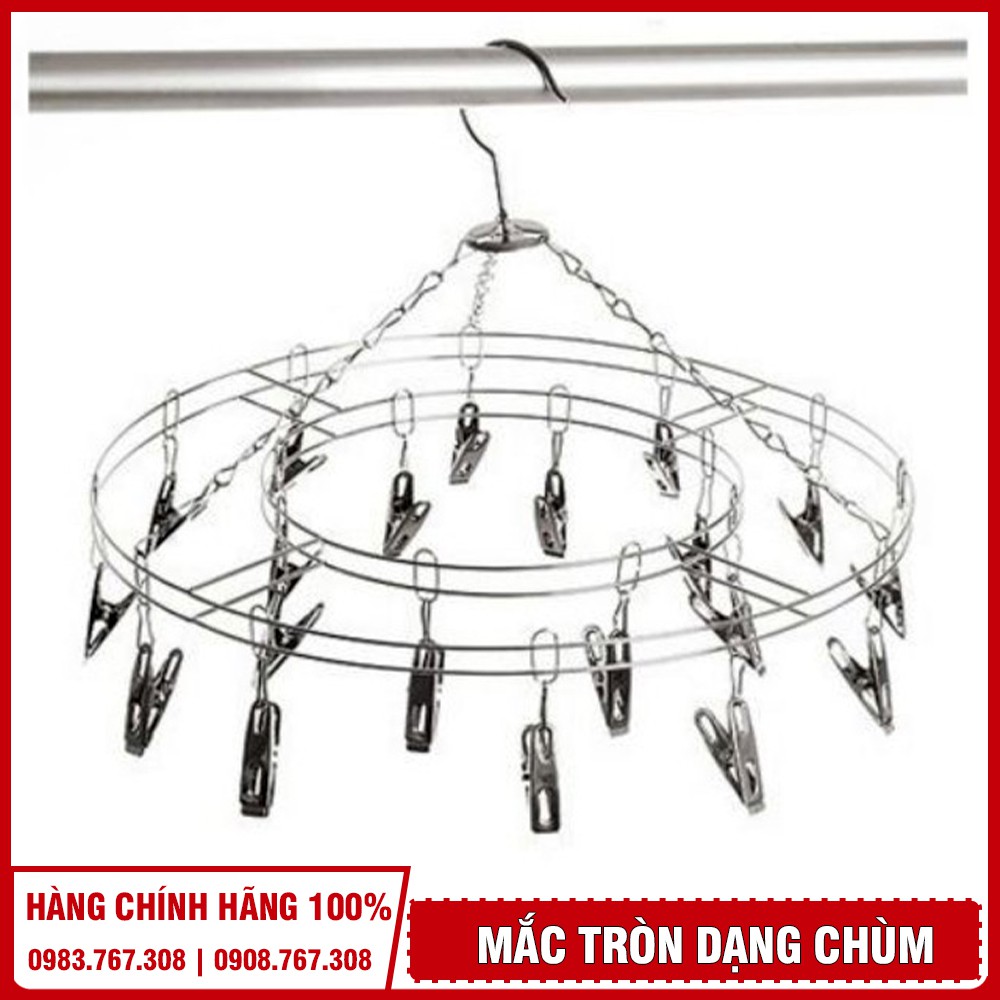 Móc Chùm Phơi Quần Áo Trẻ Em - Mắc Inox Tròn Loại 20 Kẹp