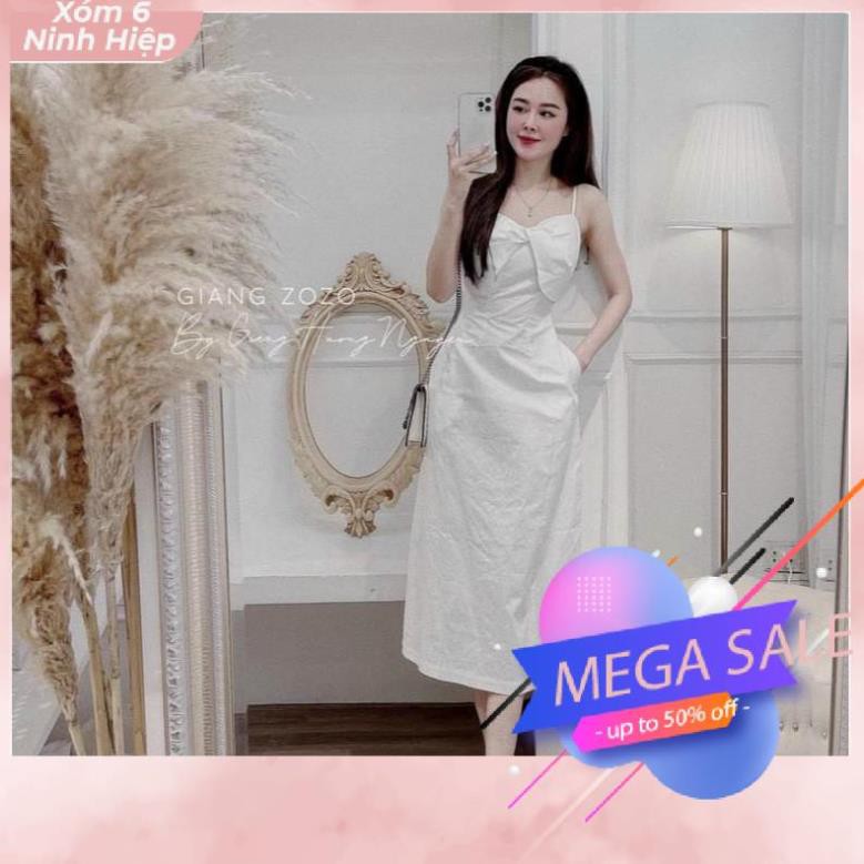 Váy Hai Dây Thô Xoắn Ngực Dáng Dài Đi Biển | BigBuy360 - bigbuy360.vn