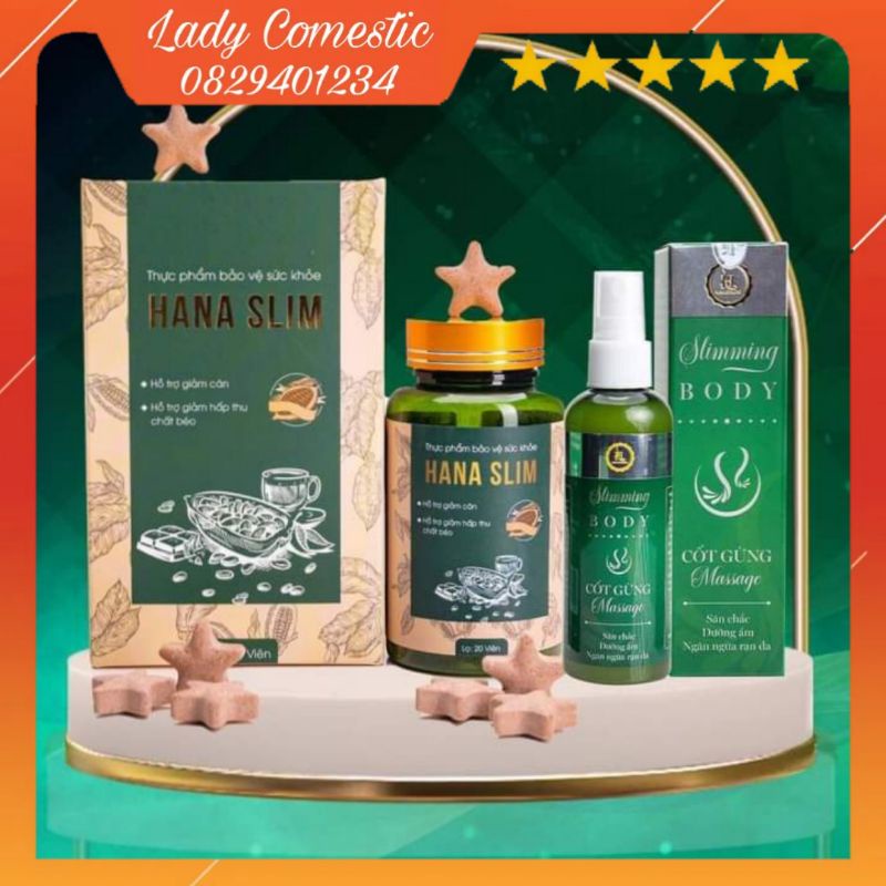 Kẹo giảm cân HANA SLIM TẶNG xịt tan mỡ hana hàng chính hãng