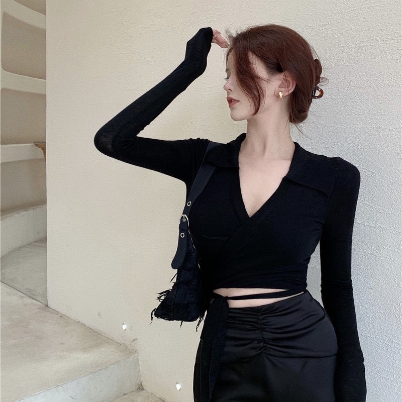 Áo Croptop Phối Dây Rút Thời Trang Mùa Hè Quyến Rũ Cho Nữ