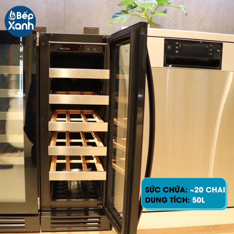[TRẢ GÓP 0%] Tủ Bảo Quản Rượu Malloca MWC 20BG - Sức Chứa Khoảng 20 Chai - 50L