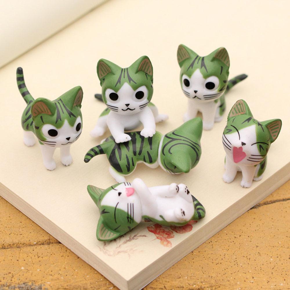 Set 6 Mô Hình Mèo Bằng Nhựa Dùng Để Trang Trí