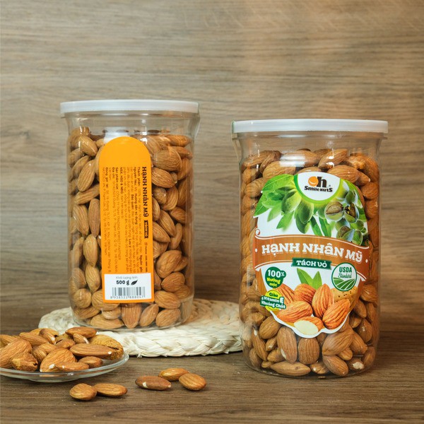 Hạt Hạnh Nhân Mỹ tách vỏ Oh Smilenuts đã nướng mộc 500g/hộp - Dùng trực tiếp không cần chế biến