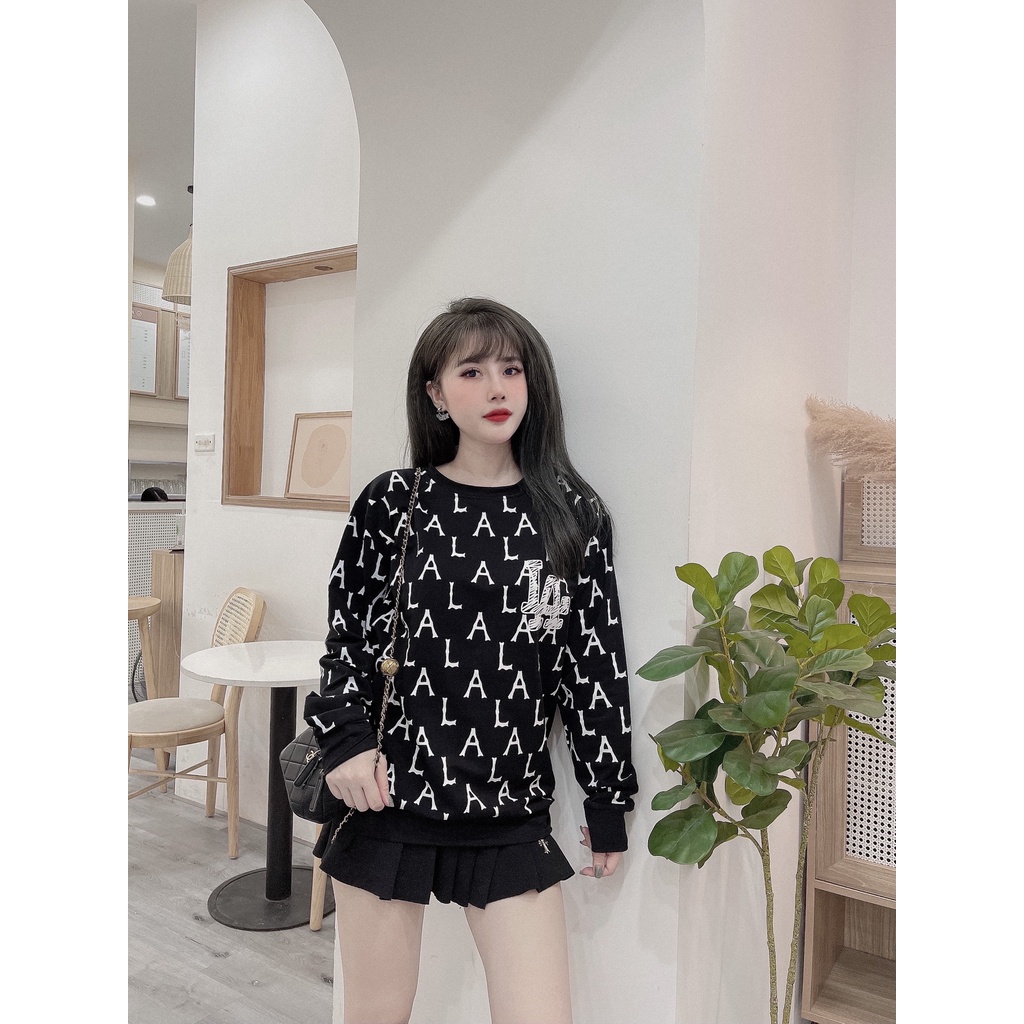 [ảnh thật-sẵn] Áo nỉ dài tay nữ chữ L.a