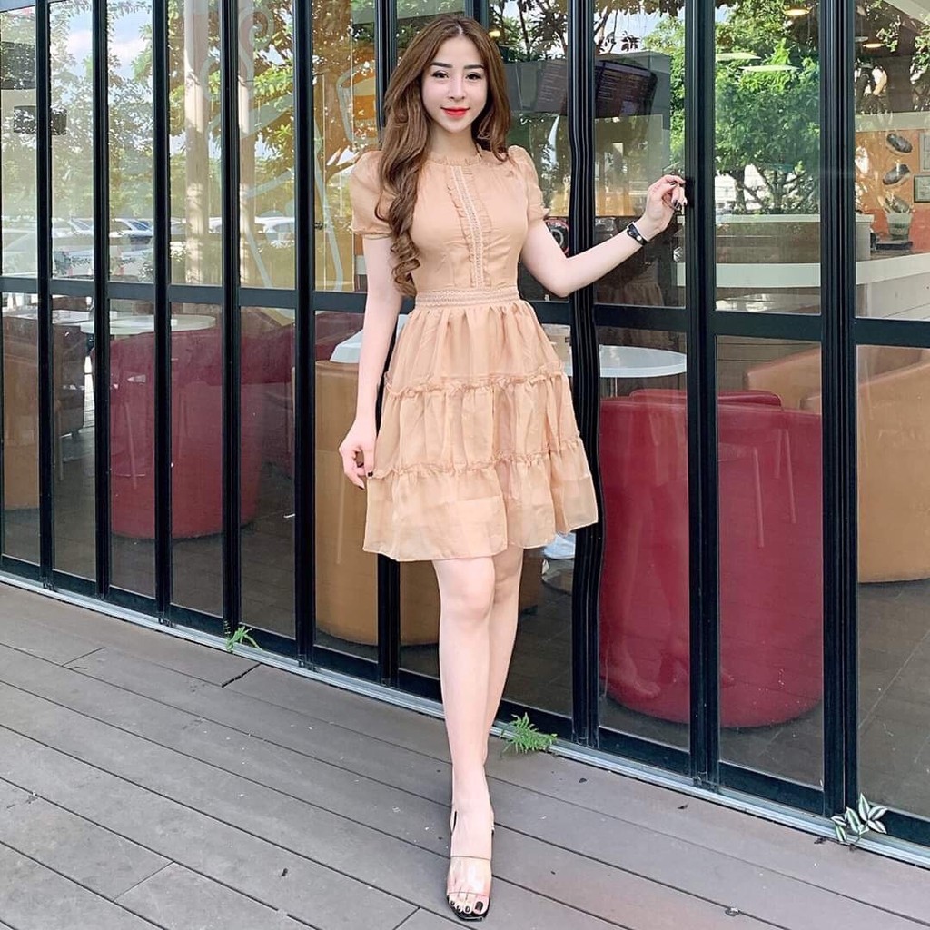 Đầm Váy Nữ 3 Tầng Dáng Xòe Đa Dạng Màu Sắc (Đỏ, Trắng, Nâu) Thời Trang Bonucci | BigBuy360 - bigbuy360.vn