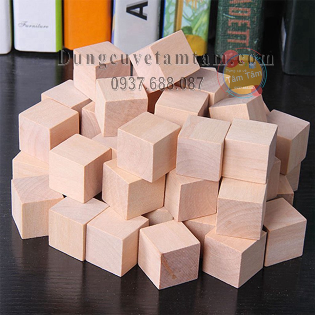 [ TÂM TÂM ]-Khối Gỗ Vuông 2cm/3cm/3.8cm, Gỗ khối vuông -