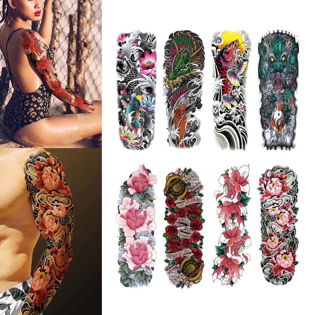Đàn ông và phụ nữ Hình xăm cánh tay Hình xăm tạm thời Hình dán giả Tatoo Hot 3D Không thấm nước