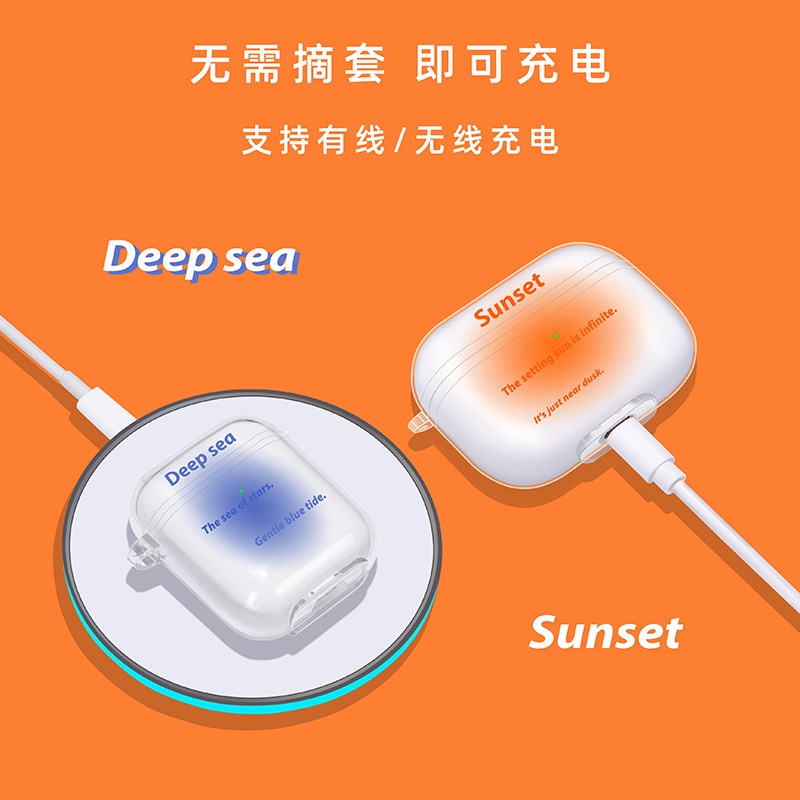 Vỏ Bảo Vệ Hộp Sạc Tai nghe không dây Airpods 1 2 3 Pro 2 PRO2 Airpods3 Bằng TPU Mềm Trong Suốt 12 Màu Gradient I12