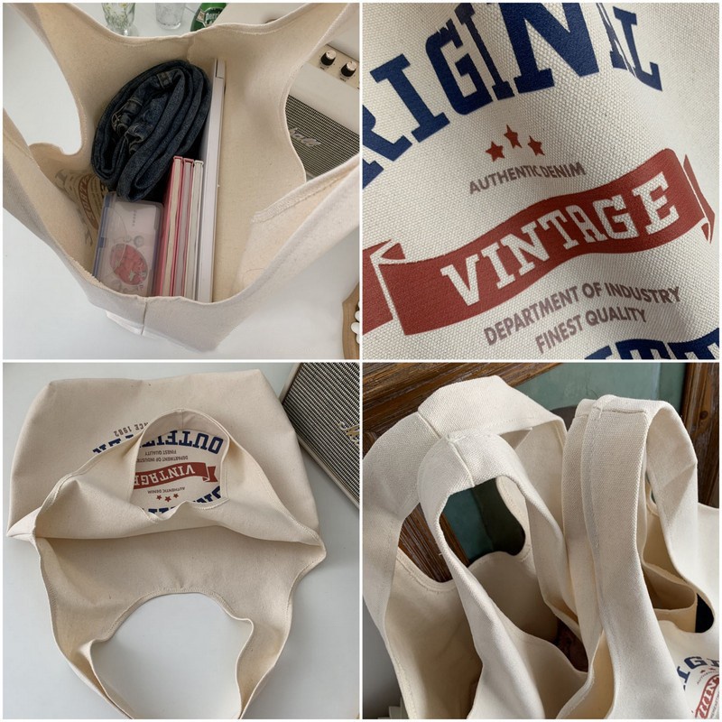 Túi tote túi vải canvas phong cách Hàn quốc, có khóa miệng ngăn phụ bên trong tiện dụng-Haka store