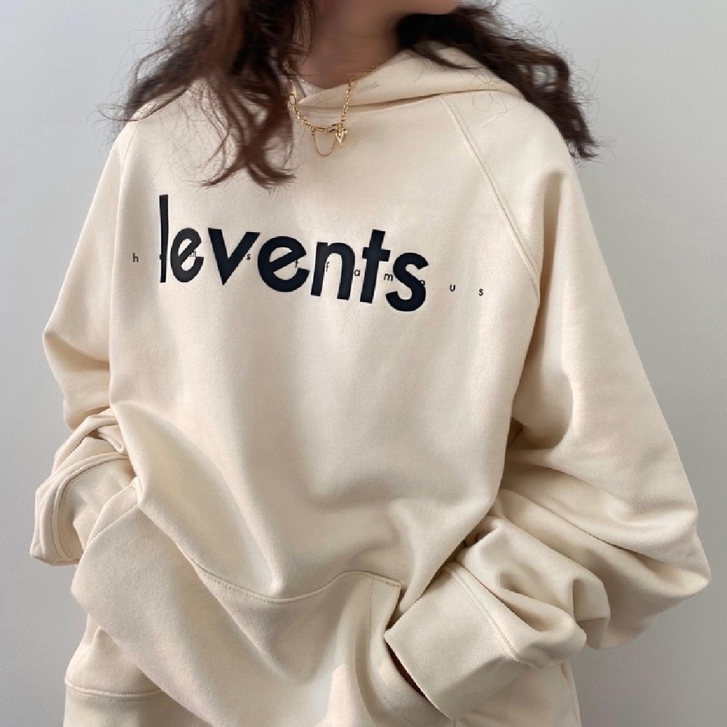 Áo hoodie Levents capsule màu kem Áo khoác nỉ lenvents capsule hoodie cream full tag nam nữ unisex - Gin Store