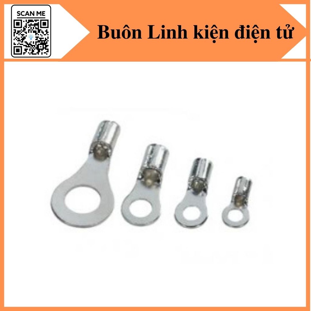 100 Đầu cos tròn trần RNB 1.25-5,cos khuyên bấm nối dây điện 0.5mm đến 1.5mm, cốt chữ O bằng đồng