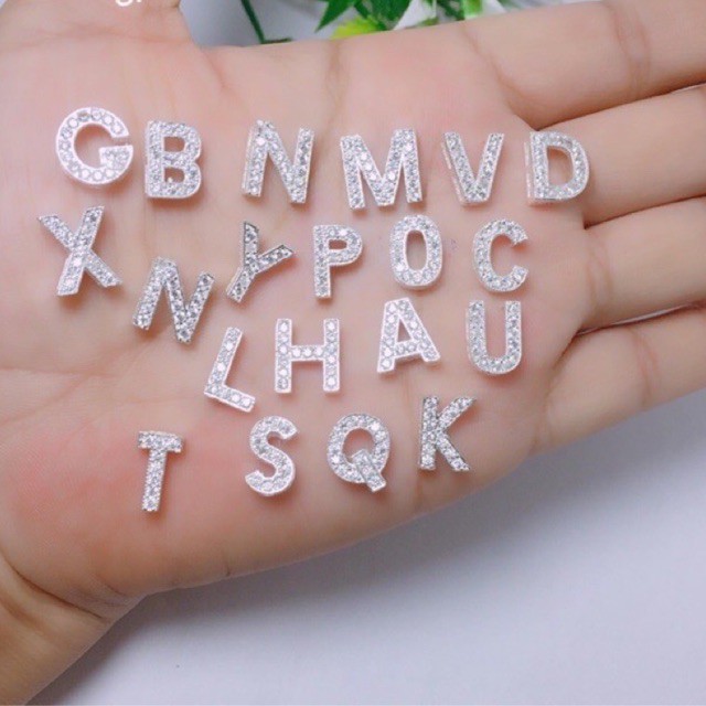 Dây chuyền nữ chữ theo yêu cầu, Vòng cổ chữ nữ Bạc gắn đá cao cấp, 𝐂𝐚𝐦 𝐤𝐞̂́𝐭 𝐜𝐡𝐮𝐚̂̉𝐧 𝐁𝐚̣𝐜 _Tuna Shop Trang sức Bạc