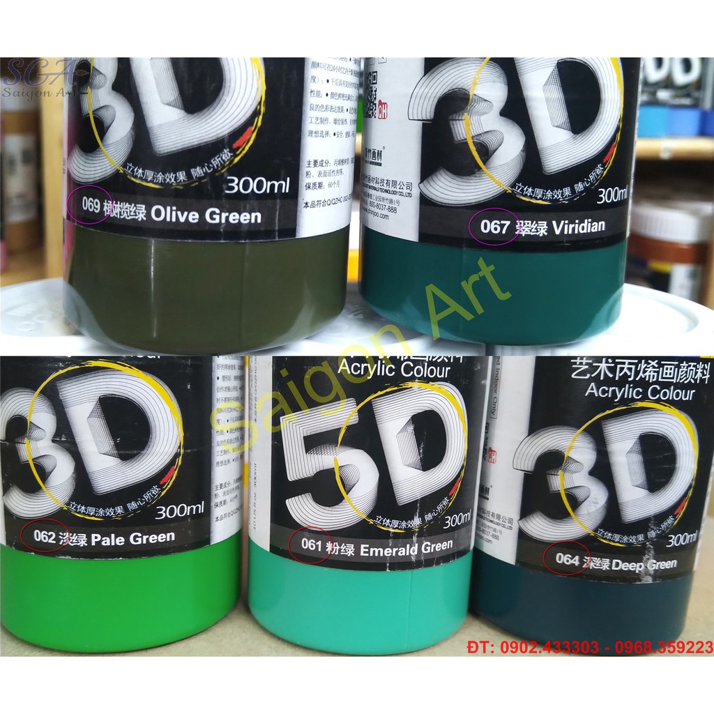 Màu Acrylic Chinjoo 3D-5D 300ml loại THƯỜNG (nhóm 1)