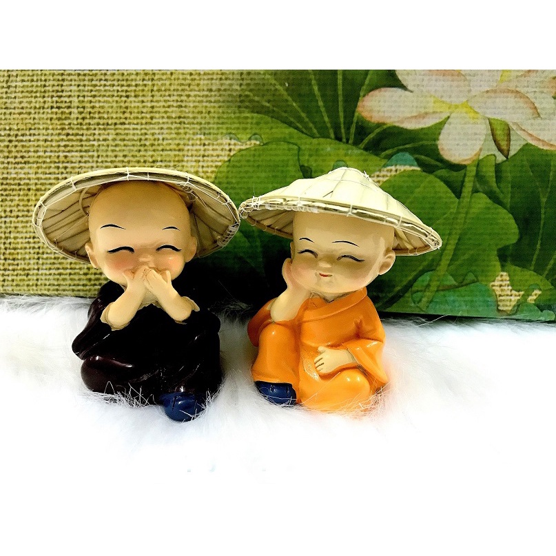 Bộ 4 tượng chú tiểu Tứ Không đội Nón Lá Việt Nam