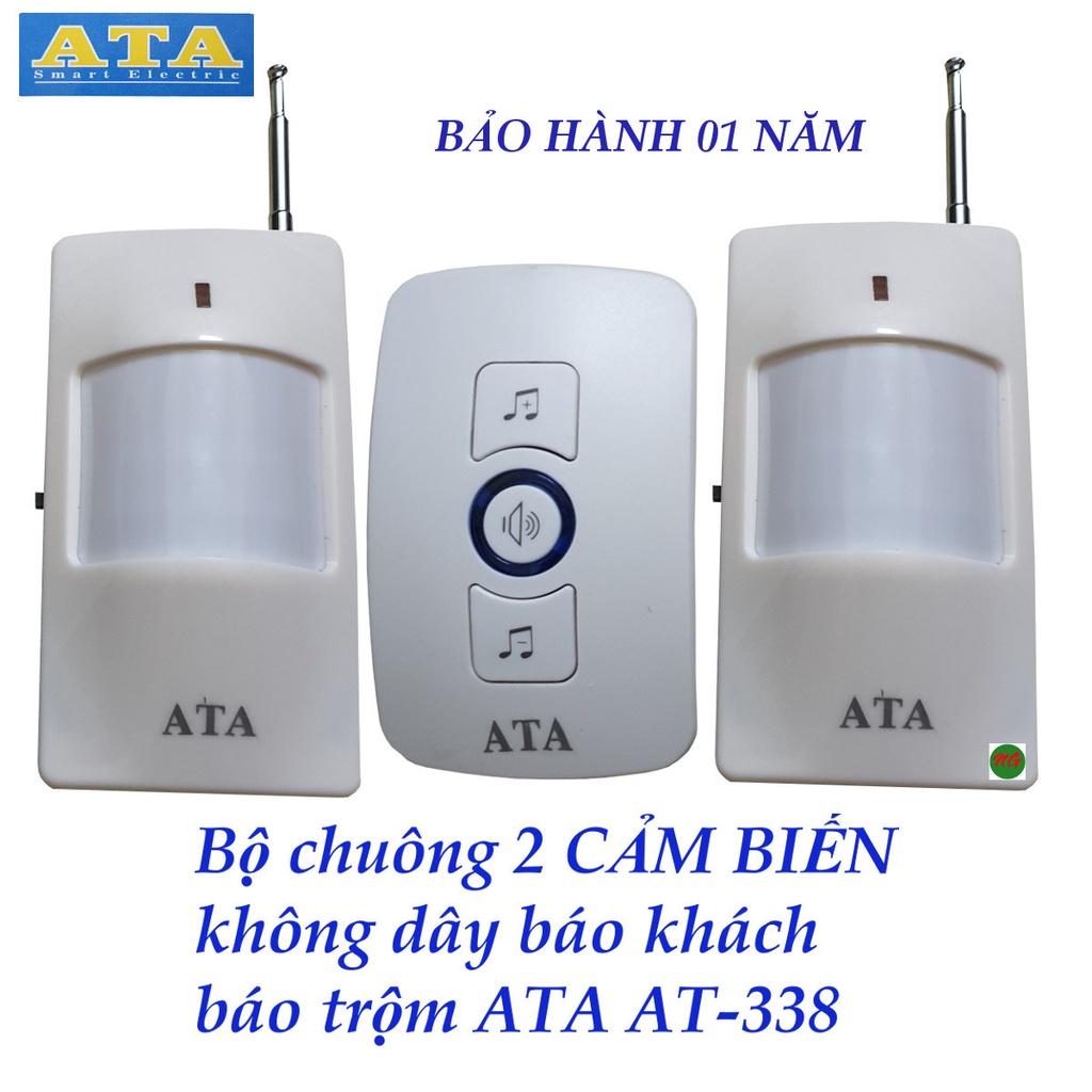 Bộ chuông- 2 MẮT cảm ứng báo khách- báo trộm không dây đa năng ATA -338