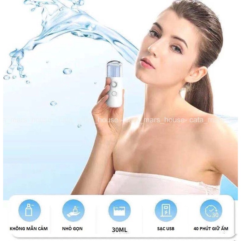 Máy Phun Sương Xông Hơi Mặt NaNo Mini Cầm Tay Hỗ Trợ Dưỡng Da Cấp Nước Tối Đa