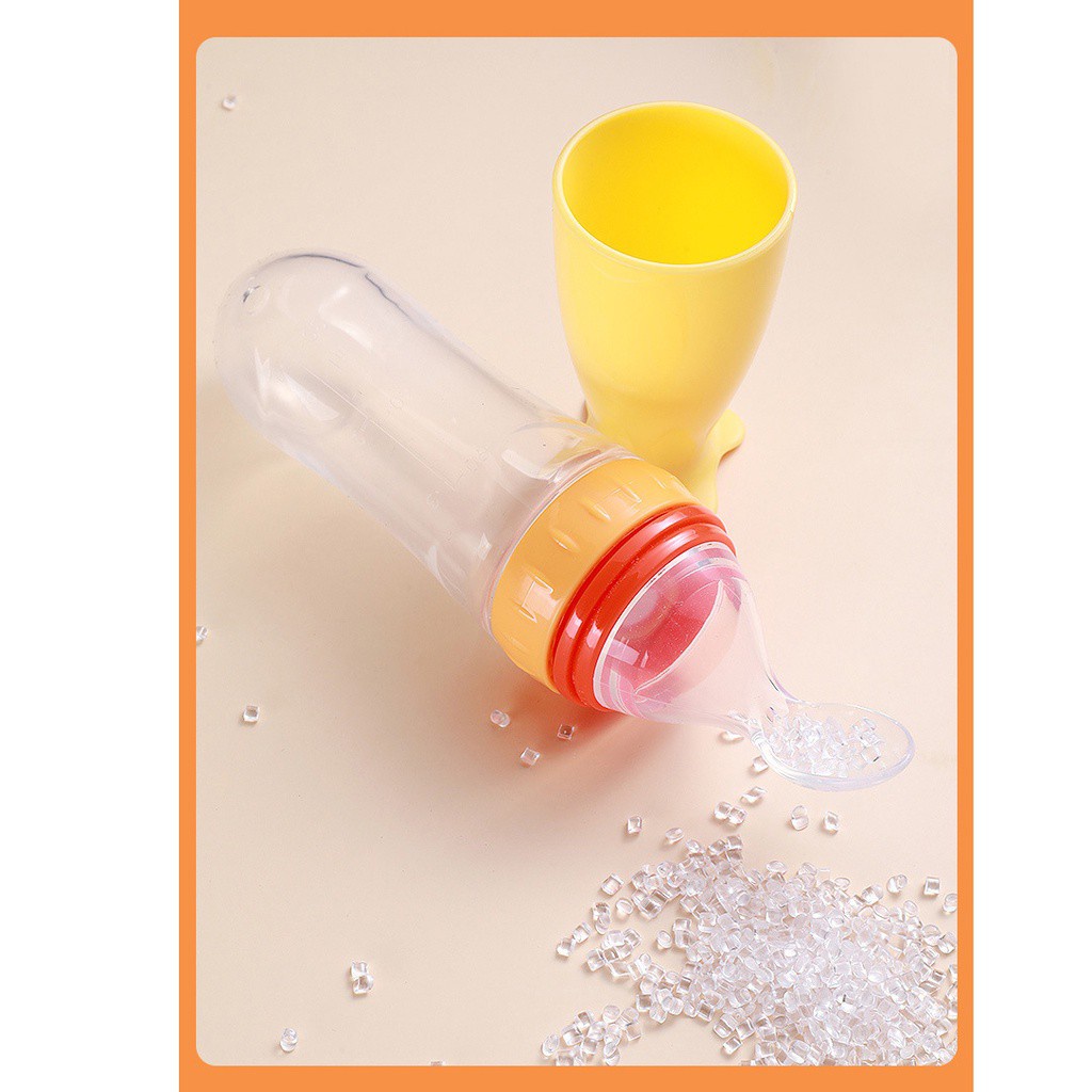 Bình thìa tập ăn dặm silicone cho bé 90ml có nắp đậy an toàn BPA Free