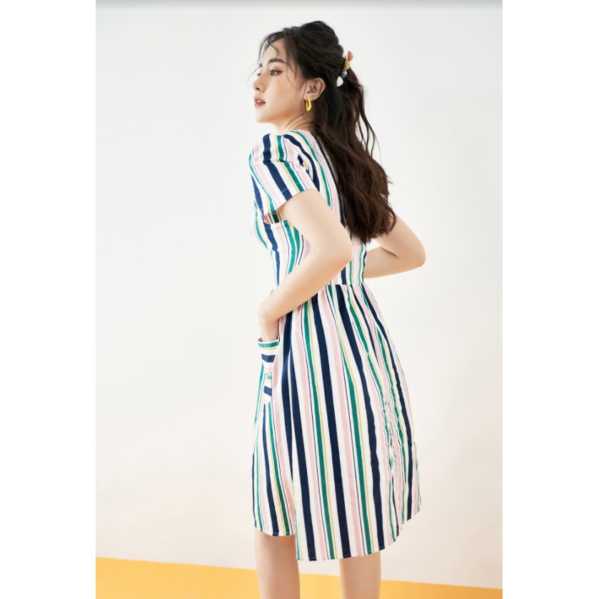 Đầm thô sọc túi ốp tùng 1VA1139 ADORE DRESS