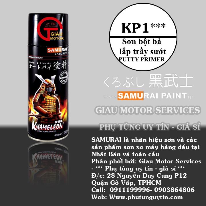 KP1 _ Chai sơn lót lấp trầy sước Samurai KP1*** 1 thành phần  _ Putty Primer   _ Shop uy tín, giao hàng nhanh, giá rẻ