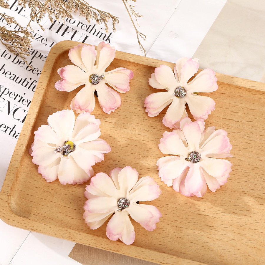 Set 5 Kẹp Tóc Vải Hình Hoa Đính Đá Dễ Thương Cho Bé Gái