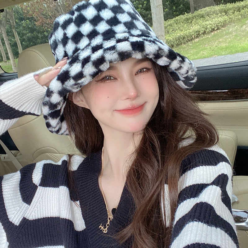 Mũ lông giả vành rộng chống gió giữ ấm thời trang mùa đông cho nữ