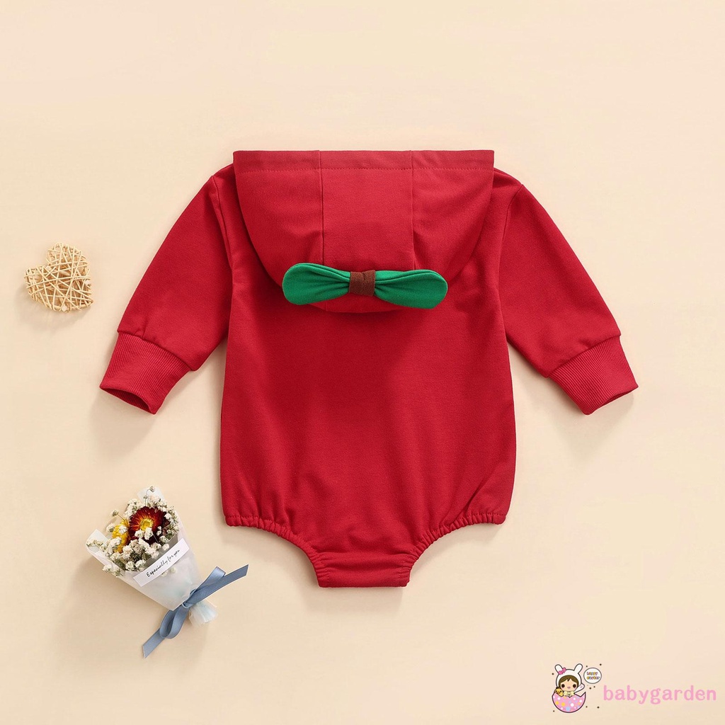 Áo liền quần tay dài có mũ in chữ Apple thời trang mùa thu cho bé 0-24 tháng tuổi