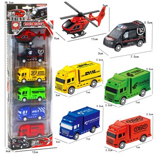 Đồ chơi bộ hộp Set 6 Món Ô tô Máy Bay Chạy Cót Xịn Cho Bé-Nhựa ABS An Toàn