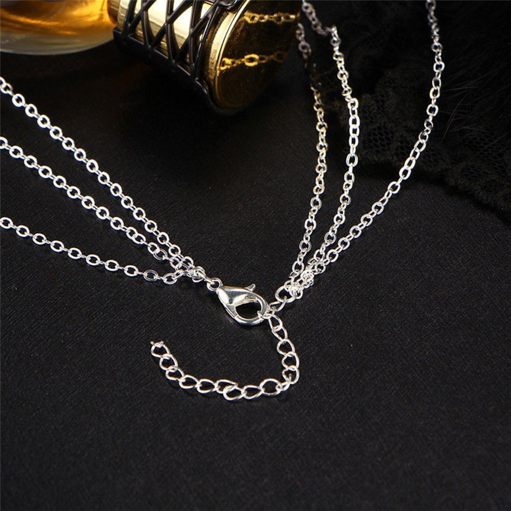 Vòng cổ choker bằng kim loại thiết kế nhiều lớp gắn đá và thanh dài đơn giản
