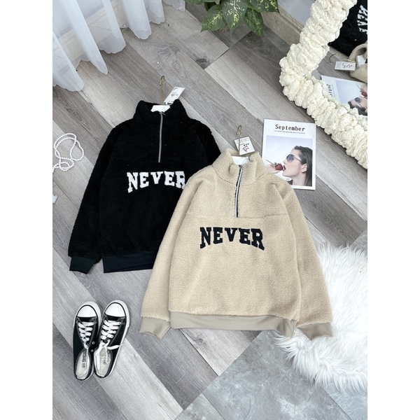 áo lông never cổ trụ kéo khoá/áo hoodie lông | BigBuy360 - bigbuy360.vn