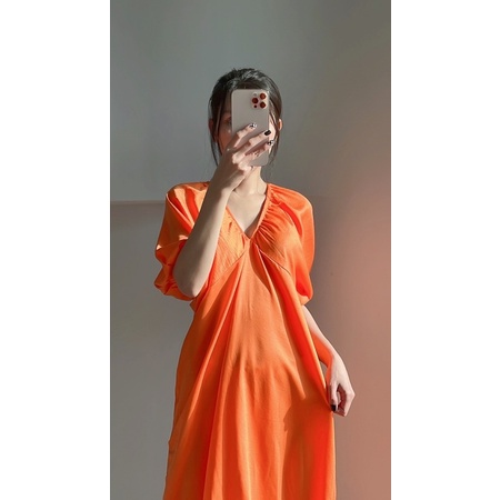 Đầm lụa cổ V 3 màu