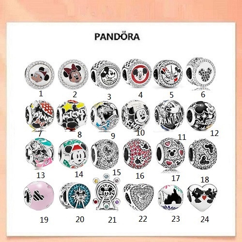 DISNEY Mặt Dây Chuyền Mạ Bạc 925 Hình Chuột Mickey Minnie Đáng Yêu Charms