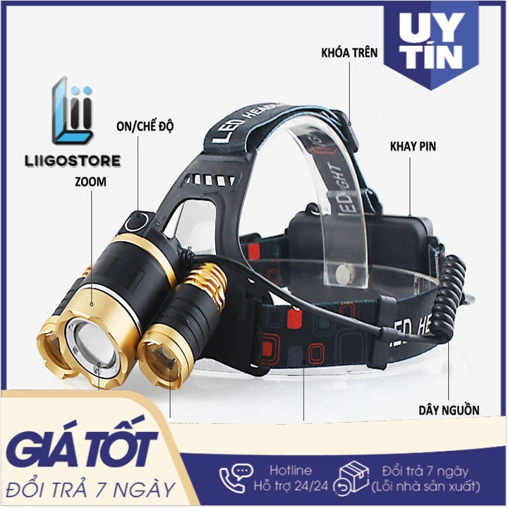 Đèn pin đội đầu 3 bóng siêu sáng(Liigostore)