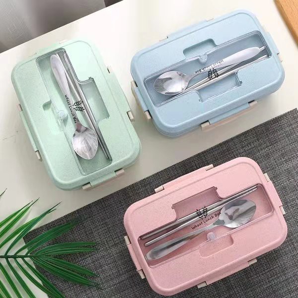 ⚡  Hộp cơm giữ nhiệt lúa mạch 3 ngăn kèm đũa thìa inox loại 1