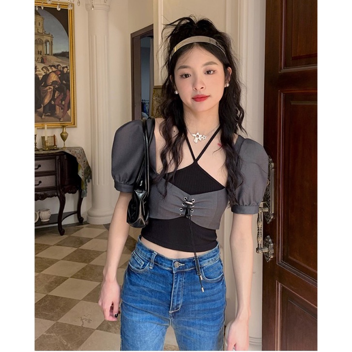 Áo kiểu kumikumi màu trơn phong cách Hàn Quốc thời trang gợi cảm dành cho nữ