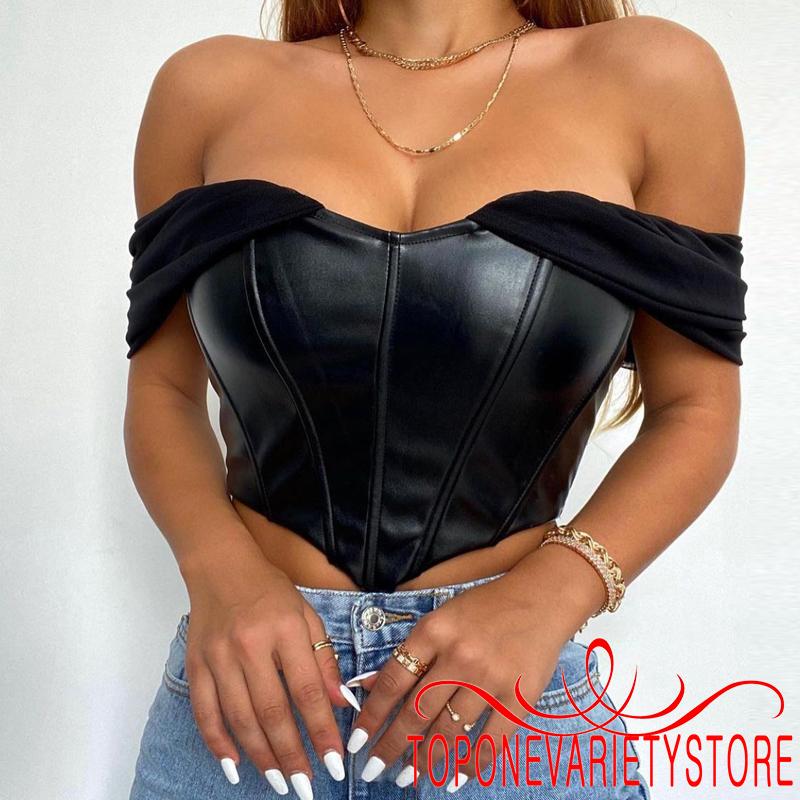 Áo croptop trễ vai màu trơn thời trang quyến rũ cho nữ
