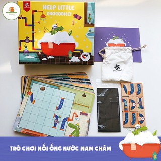 ĐỒ CHƠI NỐI ỐNG NƯỚC NAM CHÂM CHO CHÚ CÁ SẤU (30 BỨC TRANH CÂU ĐỐ VÀ 9 MẢNH GHÉP GỖ CÓ GẮN NAM CHÂM