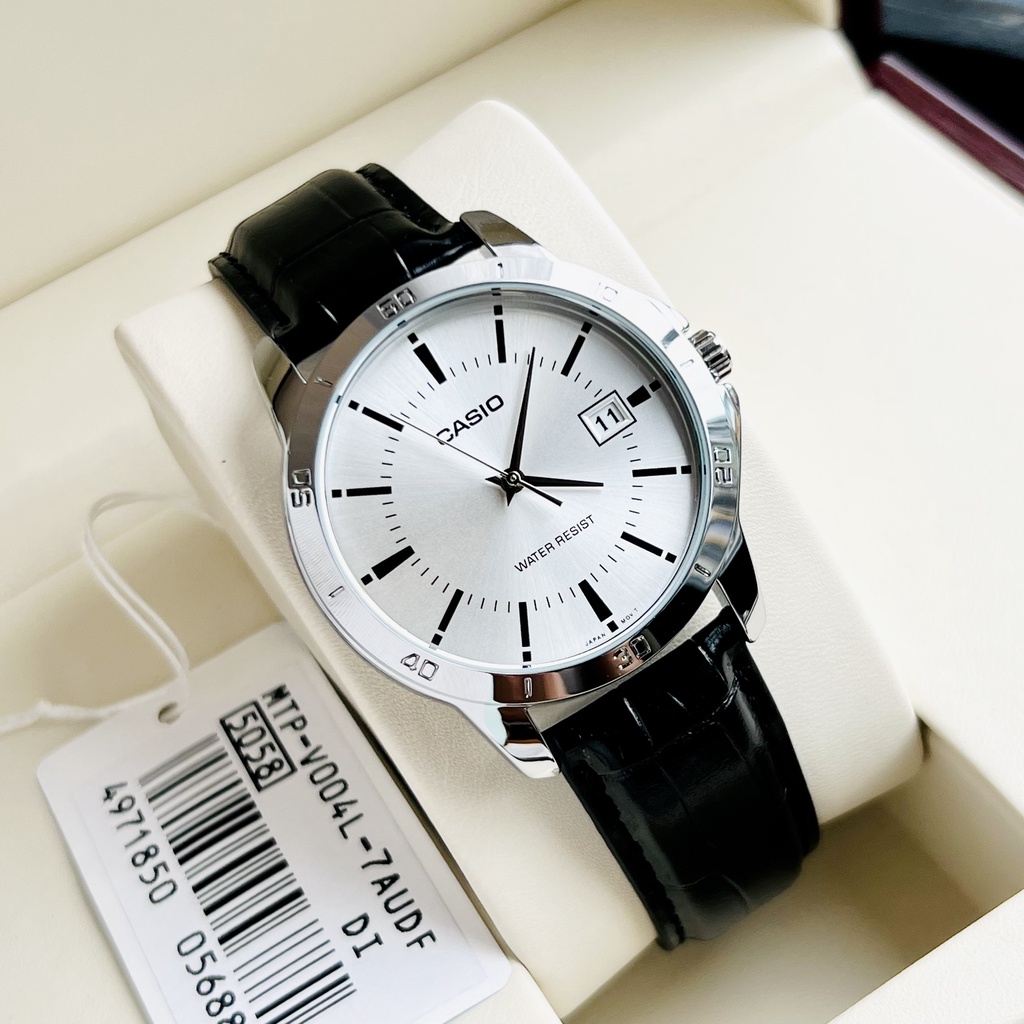 Đồng hồ đôi nam nữ dây da Casio MTP V004L 7A