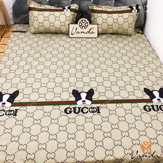 Bộ chăn hè Cotton Poly VN ga gối , drap giường họa tiết cún GC