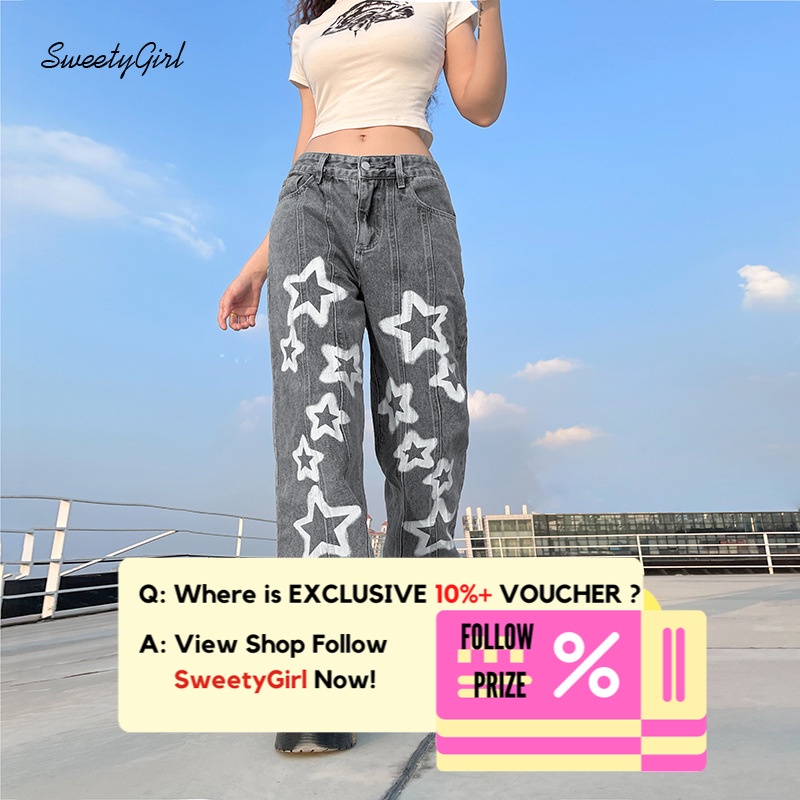 Quần Jean Dài Eo Thấp Dáng Rộng Phối Màu Tương Phản Thời Trang 2022 Cho Nữ