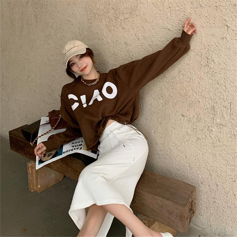 Áo len sweater ngắn rộng rãi phong cách Hàn Quốc thời trang xuân thu cho nữ