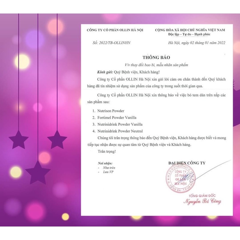 Sữa Bột NutriniDrink Vị Vani Và Trung Tính Hộp 400gr