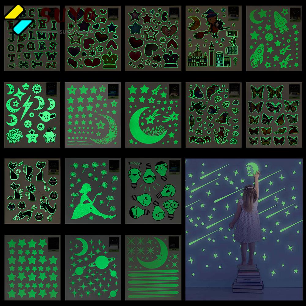 Miếng Dán Tường Dạ Quang Hình Ngôi Sao Và Mặt Trăng