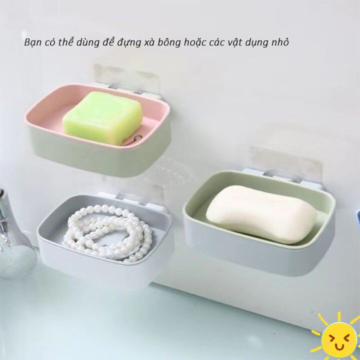 Khay Để Bánh Xà Phòng Dán Tường 2 Lớp Đáy Kín Hình Mặt Cười [Loại tốt] 88250 shop tiện ích