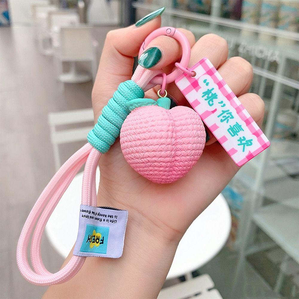 Móc Khóa Hình Trái Đào Hồng Xinh Xắn