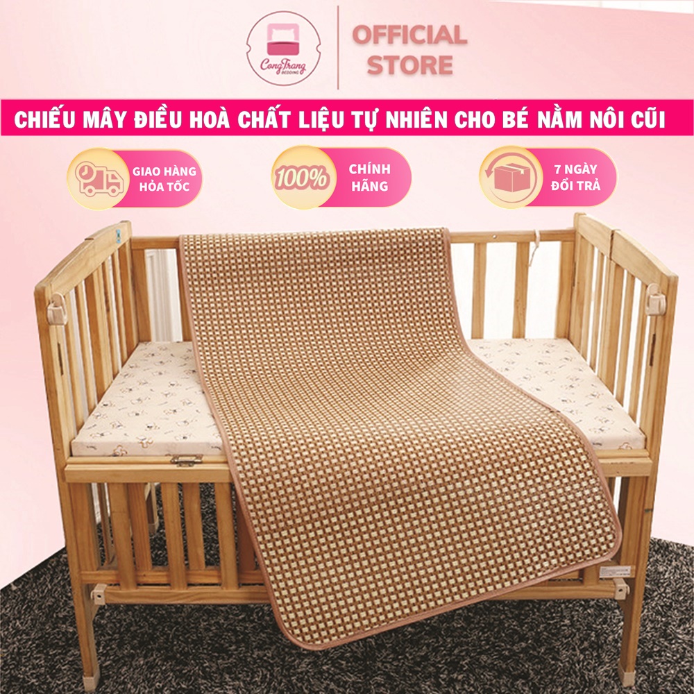 Chiếu Mây Tự Nhiên Cho Bé Chất Liệu Mềm Mát Mặt Sau Lót Lụa