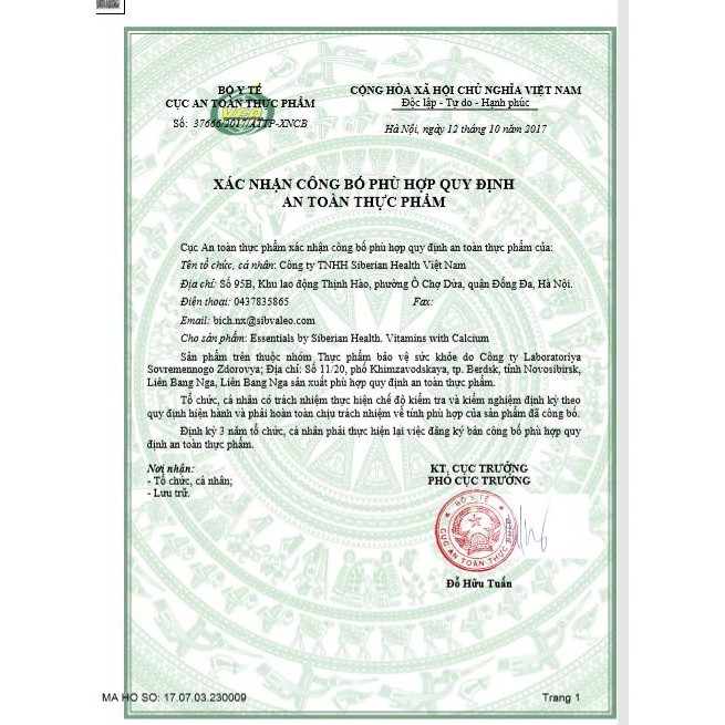 Vitamins with Calcium Siberi Nga | Thế Giới Skin Care